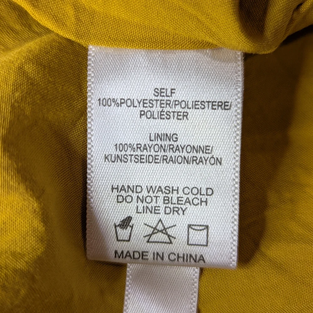 Sunday in Brooklyn Anthropologie Mustard Yellow Sheer Lined Blouse Top Sz S EUC - Picture 10 of 16